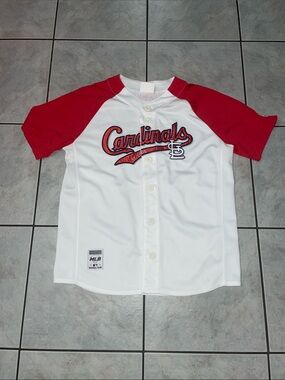 St. Louis Cardinals mens White & Red Button-Up Jersey size medium